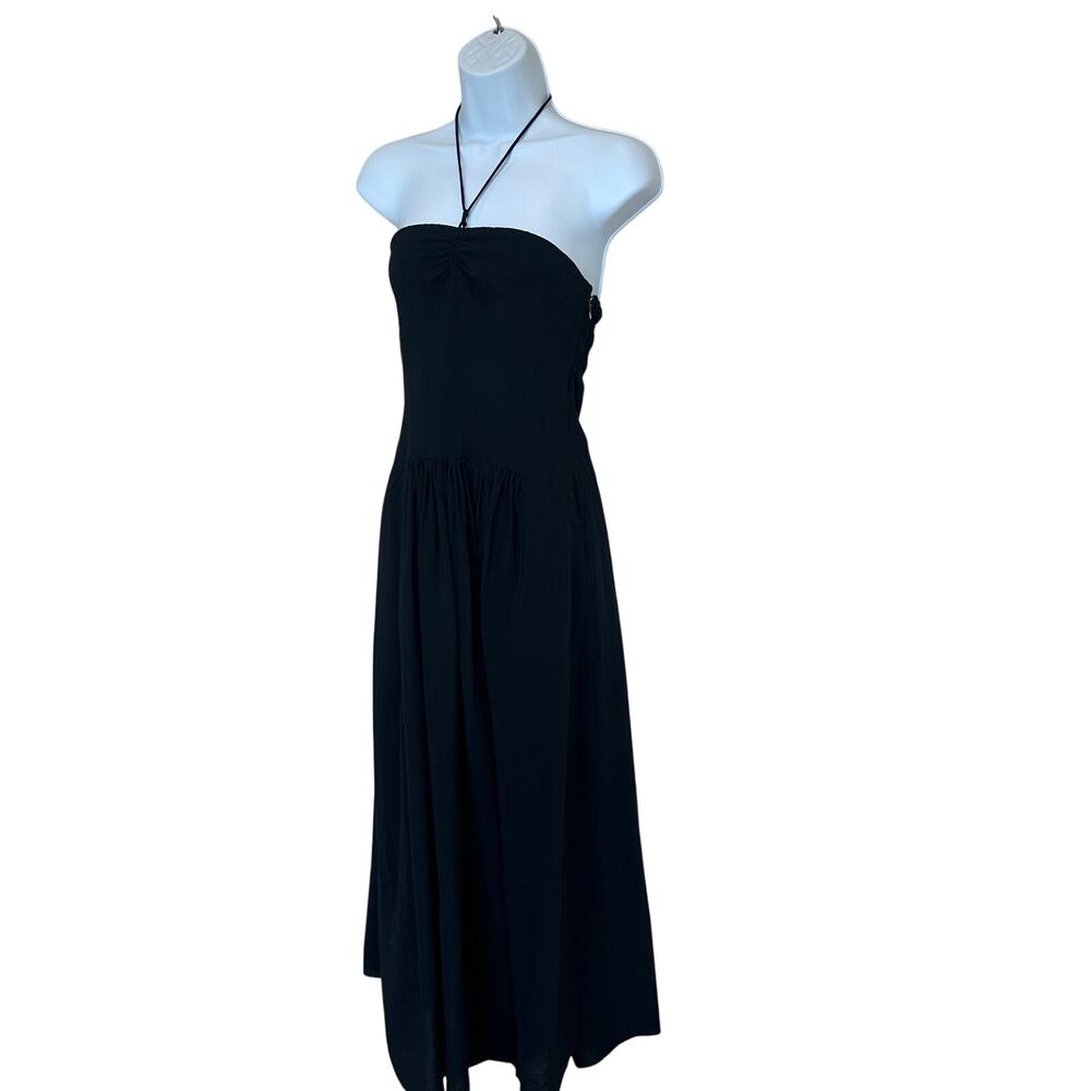 Vince Black Halter Midi Dress XS Sundress Resort Vacation Smocked Designer $445 - Picture 9 of 11